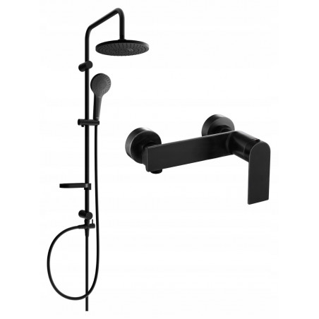 Mexen Zero Erik Aufputz-Duschset mit Regenbrause und Duscharmatur, schwarz - 71140205-70