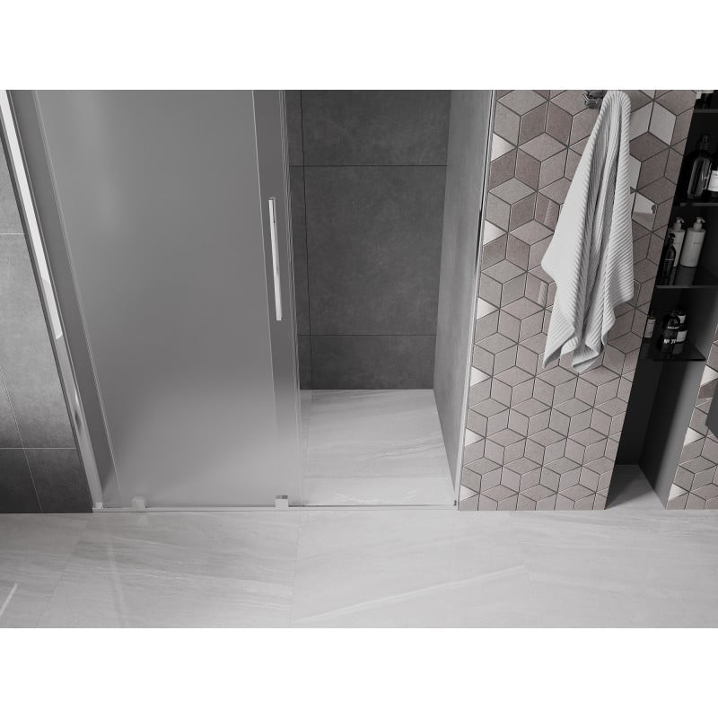 Mexen Velar Schiebeduschtür 150 cm, Milchglas, Chrom - 871-150-000-31-01