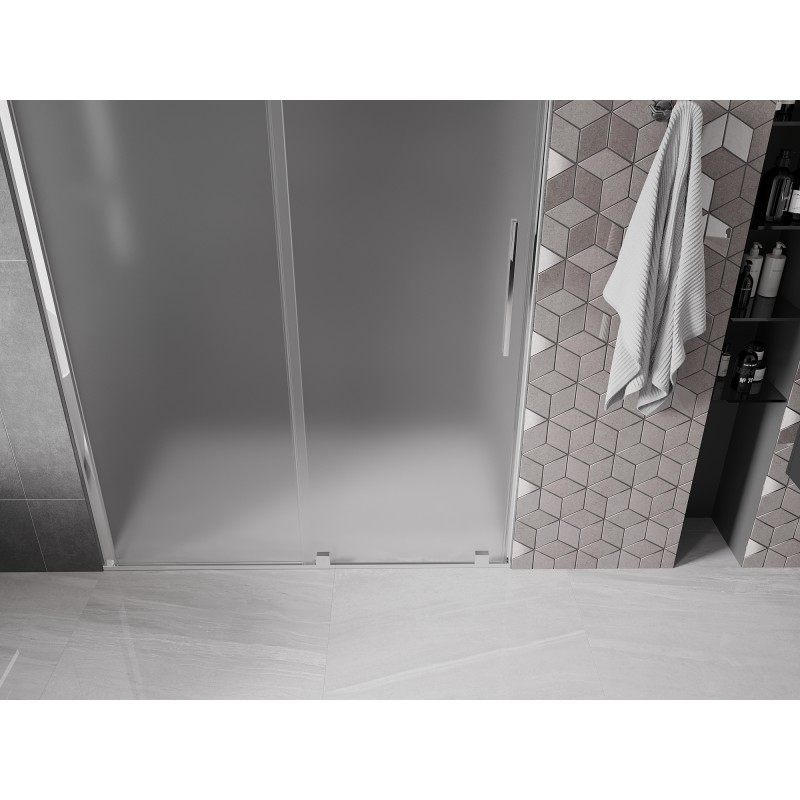 Mexen Velar Schiebeduschtür 150 cm, Milchglas, Chrom - 871-150-000-31-01