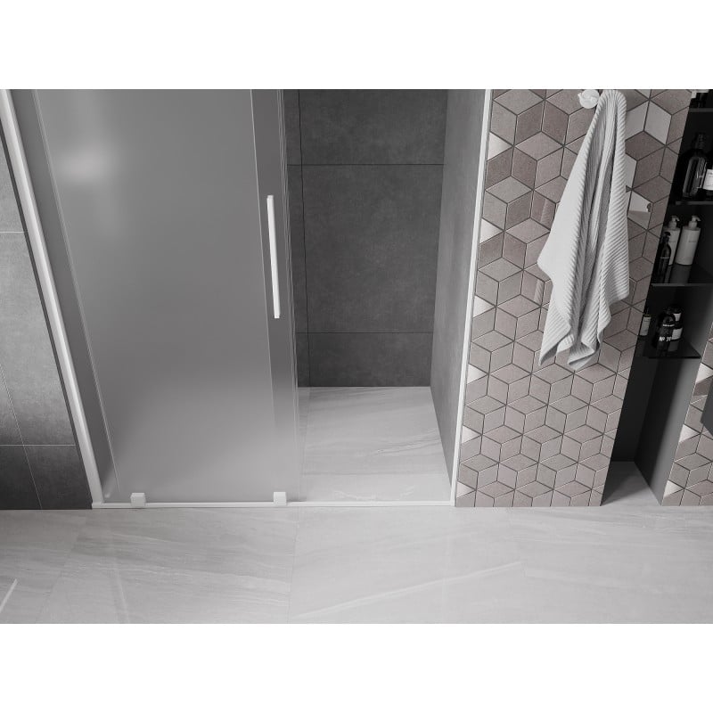 Mexen Velar Duschschiebetüren 130 cm, satiniert, weiß - 871-130-000-31-20