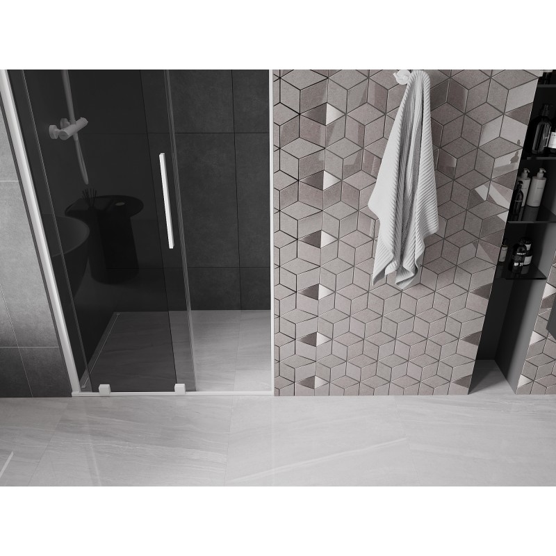 Mexen Velar Schiebetür für Dusche 100 cm, Graphit, Weiß - 871-100-000-41-20