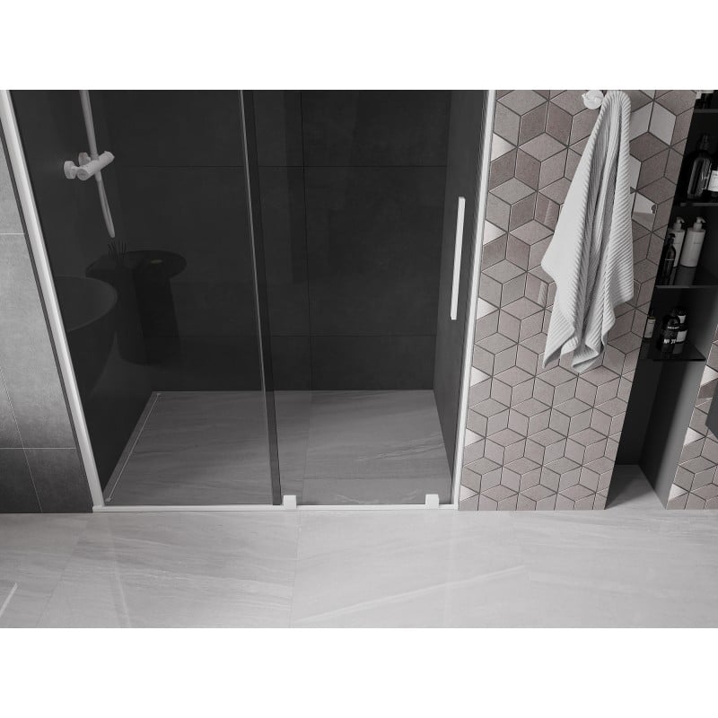 Mexen Velar Schiebetür Dusche 130 cm, Graphit, Weiß - 871-130-000-41-20