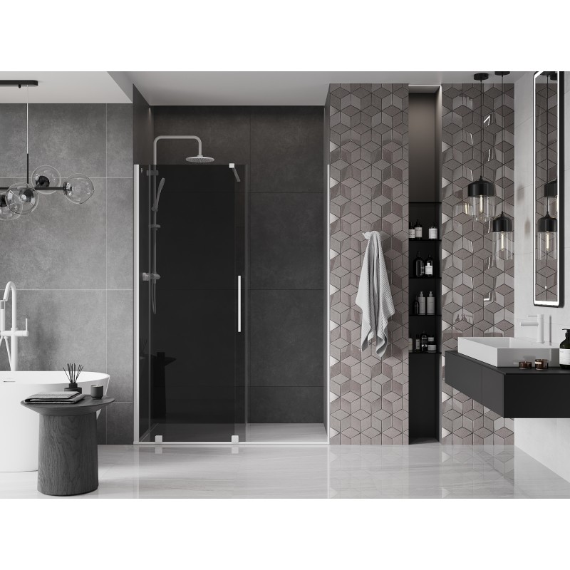 Mexen Velar Schiebetür Dusche 130 cm, Graphit, Weiß - 871-130-000-41-20