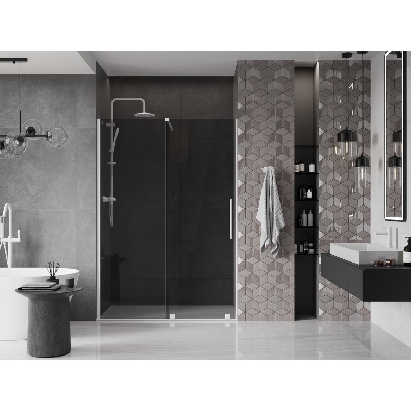 Mexen Velar Schiebetür Dusche 130 cm, Graphit, Weiß - 871-130-000-41-20