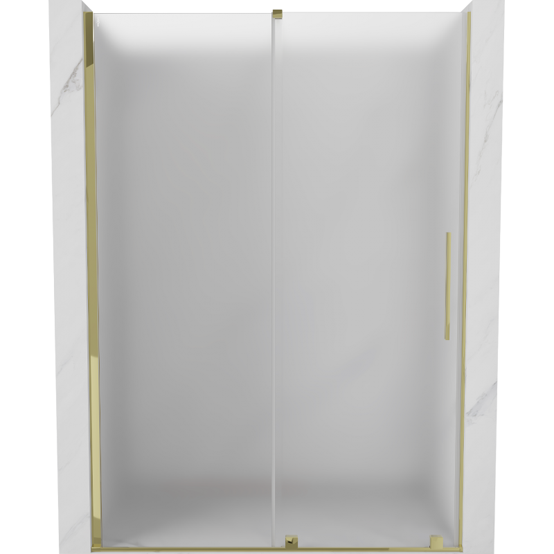 Mexen Velar Schiebetür Dusche 130 cm, Mattglas, Gold - 871-130-000-31-50