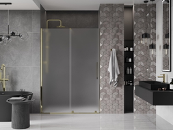 Mexen Velar Schiebetür Dusche 130 cm, Mattglas, Gold - 871-130-000-31-50