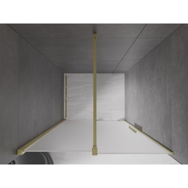 Mexen Velar Schiebeduschtüren 90 cm, Milchglas, gebürstetes Gold - 871-090-000-31-55