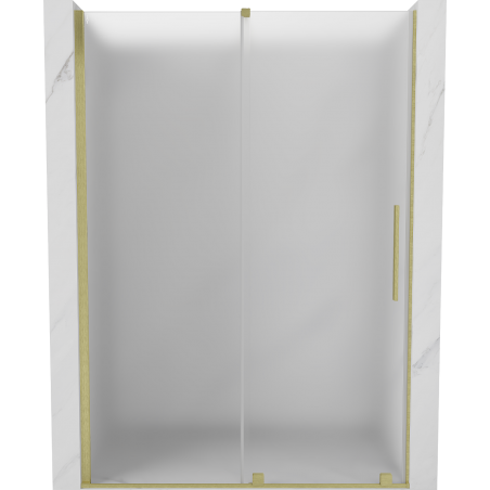 Mexen Velar Schiebetür-Duschabtrennung 160 cm, Mattglas, gebürstetes Gold - 871-160-000-31-55