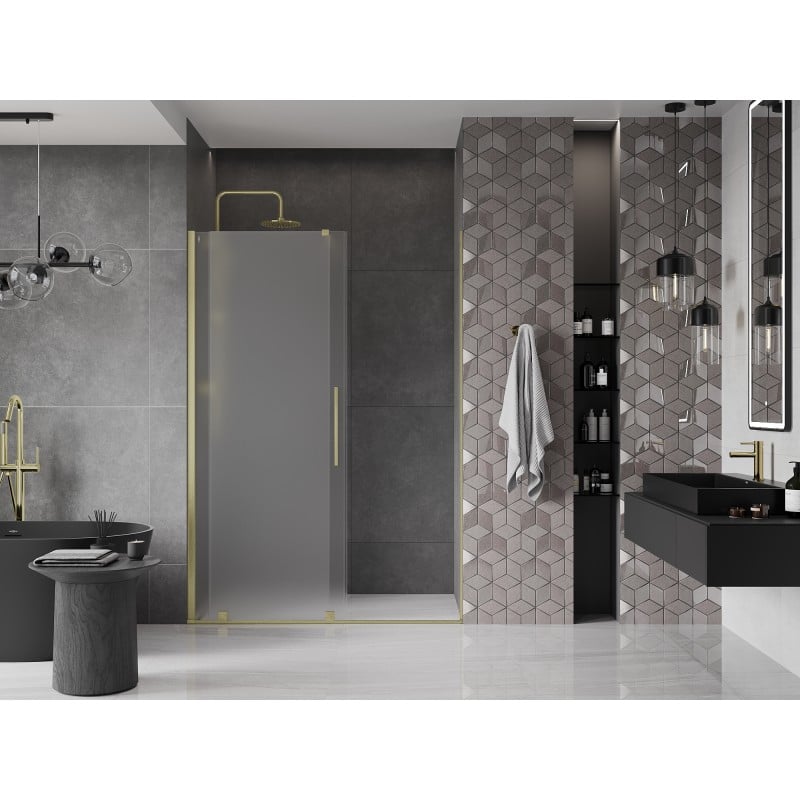 Mexen Velar Duschschiebetüren 140 cm, Frost, Gold gebürstet - 871-140-000-31-55
