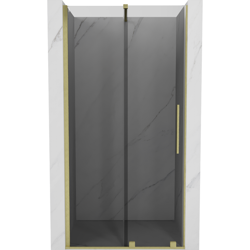 Mexen Velar Schiebetür Dusche 90 cm, Graphit, gebürstetes Gold - 871-090-000-41-55