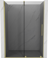 Mexen Velar Schiebeduschtür 130 cm, Graphit, gebürstetes Gold - 871-130-000-41-55