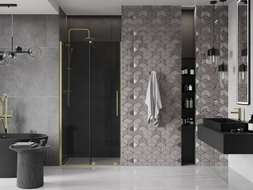 Mexen Velar Schiebetüren für die Dusche 120 cm, graphit, gebürstetes Gold - 871-120-000-41-55