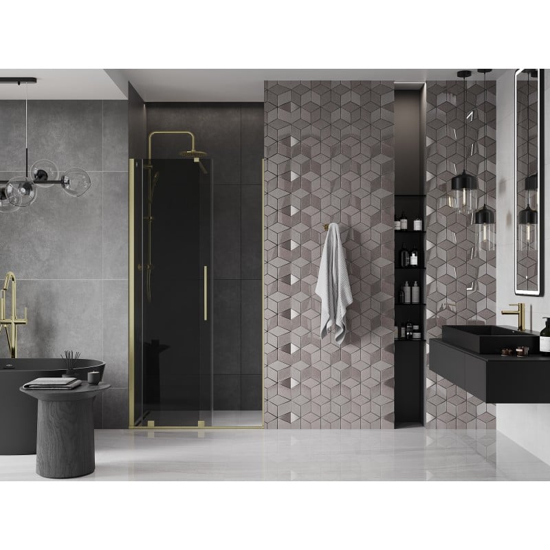 Mexen Velar Schiebetüren für die Dusche 120 cm, graphit, gebürstetes Gold - 871-120-000-41-55