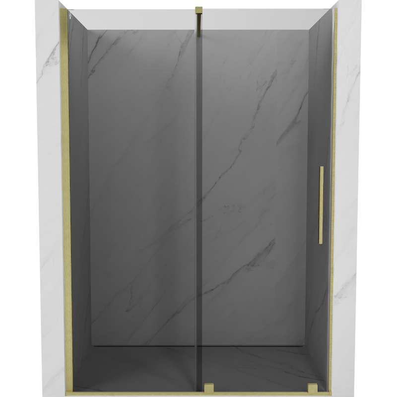 Mexen Velar Schiebetüren für Dusche 140 cm, Graphit, gebürstetes Gold - 871-140-000-41-55