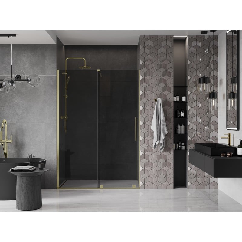 Mexen Velar Schiebetür 150 cm, Grafit, gebürstet gold - 871-150-000-41-55