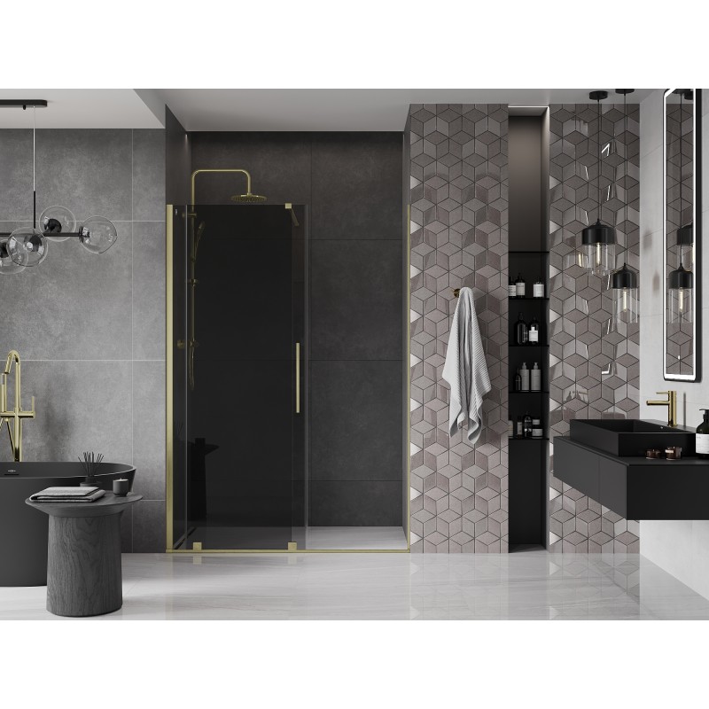 Mexen Velar Schiebetür 150 cm, Grafit, gebürstet gold - 871-150-000-41-55