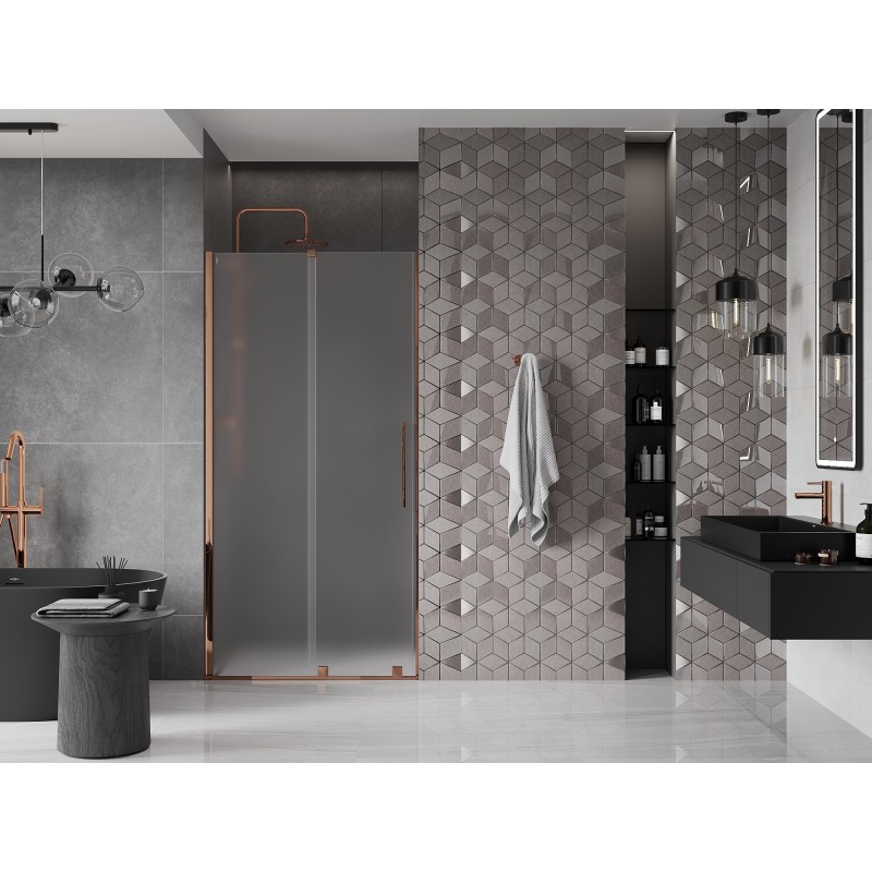 Mexen Velar Schiebetür-Duschwand 110 cm, Frost, Roségold - 871-110-000-31-60