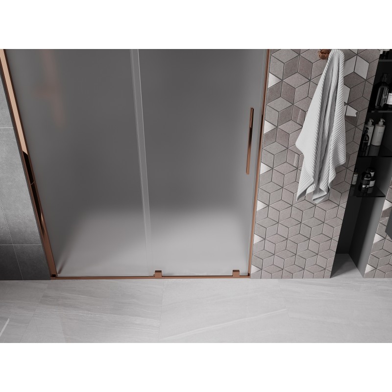 Mexen Velar Schiebetür-Duschabtrennung 160 cm, Frost, Roségold - 871-160-000-31-60