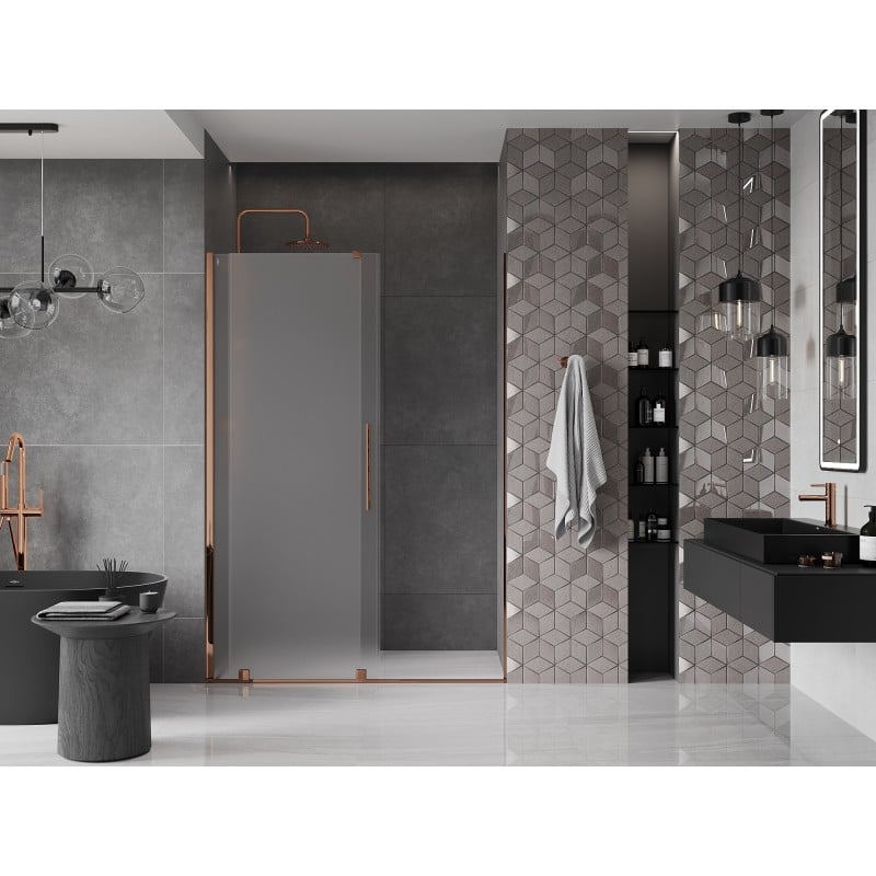 Mexen Velar Schiebetür für Dusche 140 cm, Mattglas, Roségold - 871-140-000-31-60