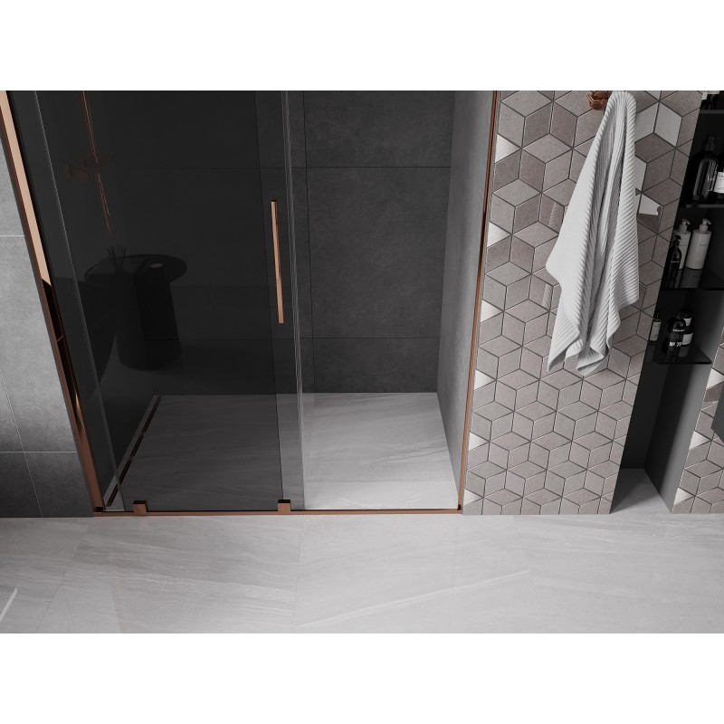 Mexen Velar Schiebetür für Dusche 140 cm, Grafit, Roségold - 871-140-000-41-60