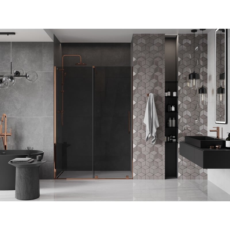 Mexen Velar Duschschiebetüren 150 cm, Graphit, Roségold - 871-150-000-41-60