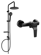 Mexen Caro Carl Aufputz-Duschset mit Regenbrause und Duscharmatur, schwarz - 746640240-70