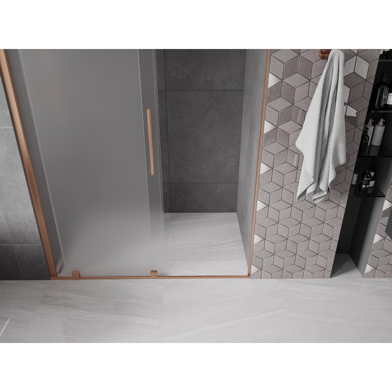 Mexen Velar Schiebeduschtür 150 cm, Mattglas, gebürstetes Kupfer - 871-150-000-31-65