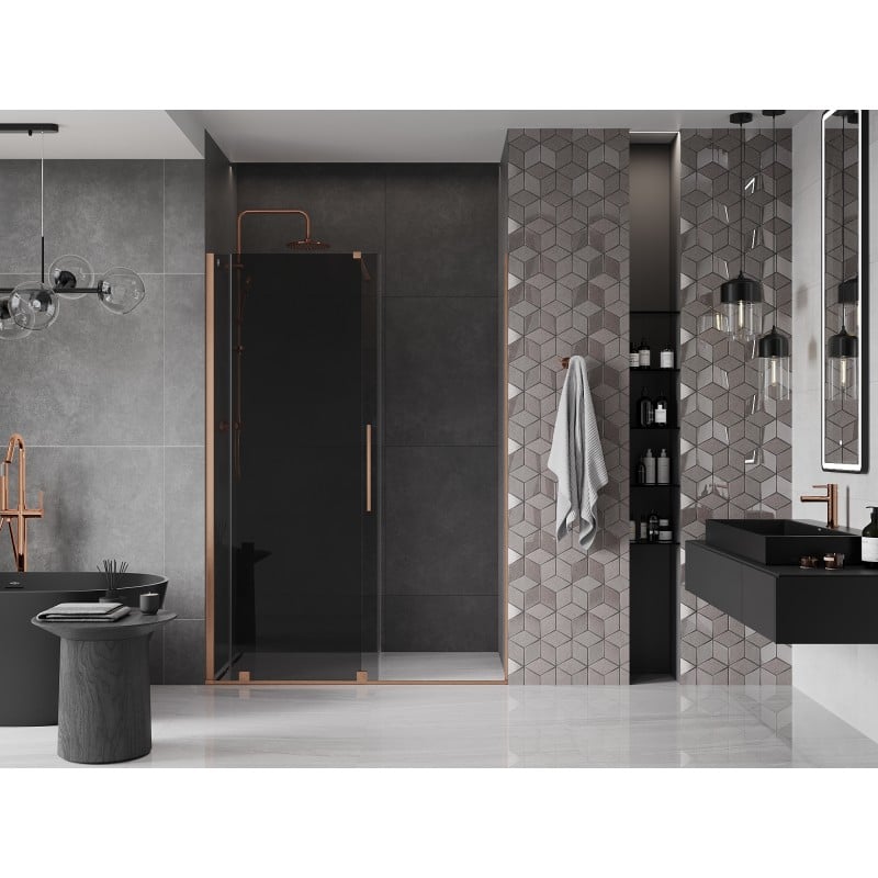 Mexen Velar Schiebetüren Dusche 160 cm, Graphit, gebürstetes Kupfer - 871-160-000-41-65