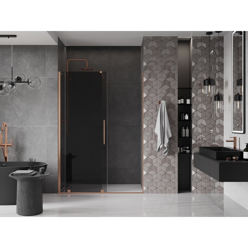 Mexen Velar Schiebetür Dusche 150 cm, Graphit, gebürstetes Kupfer - 871-150-000-41-65