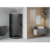 Mexen Rio Halbrunde Duschkabine 80 x 80 cm, Graphit, Chrom + Flat Duschwanne, Schwarz - 863-080-080-01-40-4170