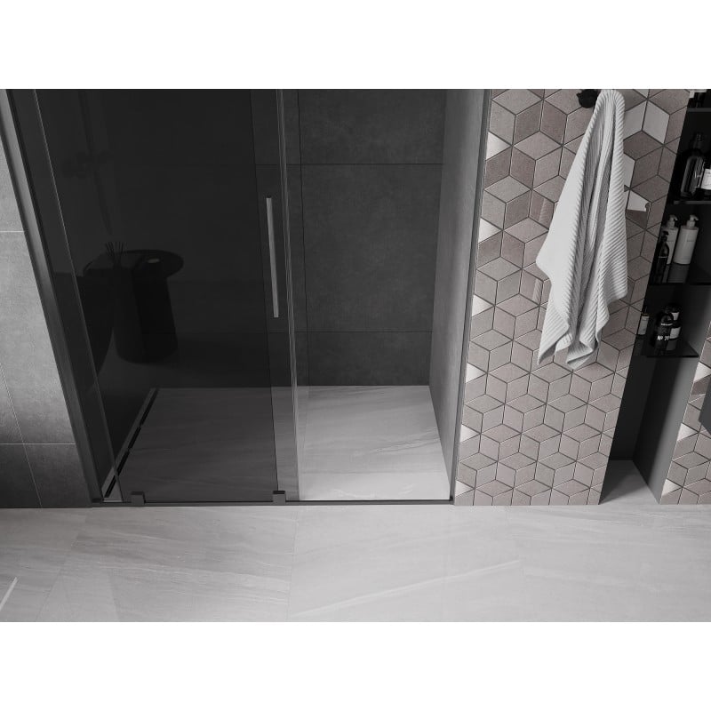 Mexen Velar Schiebetür für Dusche 130 cm, Graphit, gebürstet Gun Gray - 871-130-000-41-66