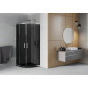 Mexen Rio Halbkreis-Duschkabine 90 x 90 cm, Grafit, Chrom + Flat-Duschwanne, Schwarz - 863-090-090-01-40-4170