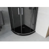 Mexen Rio Halbkreis-Duschkabine 90 x 90 cm, Grafit, Chrom + Flat-Duschwanne, Schwarz - 863-090-090-01-40-4170