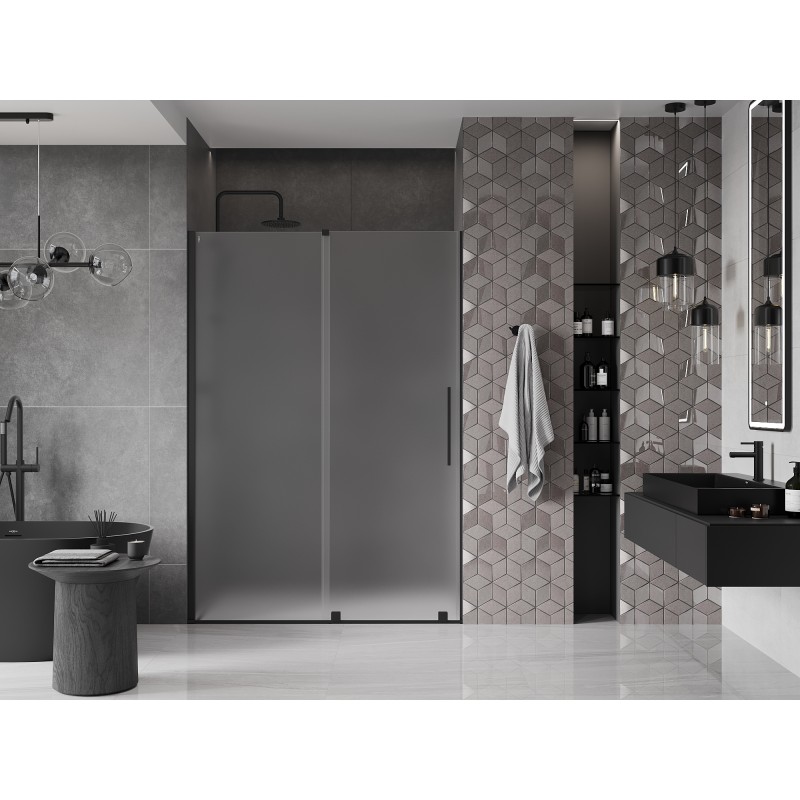 Mexen Velar Schiebetür für Dusche 140 cm, satiniert, schwarz - 871-140-000-31-70