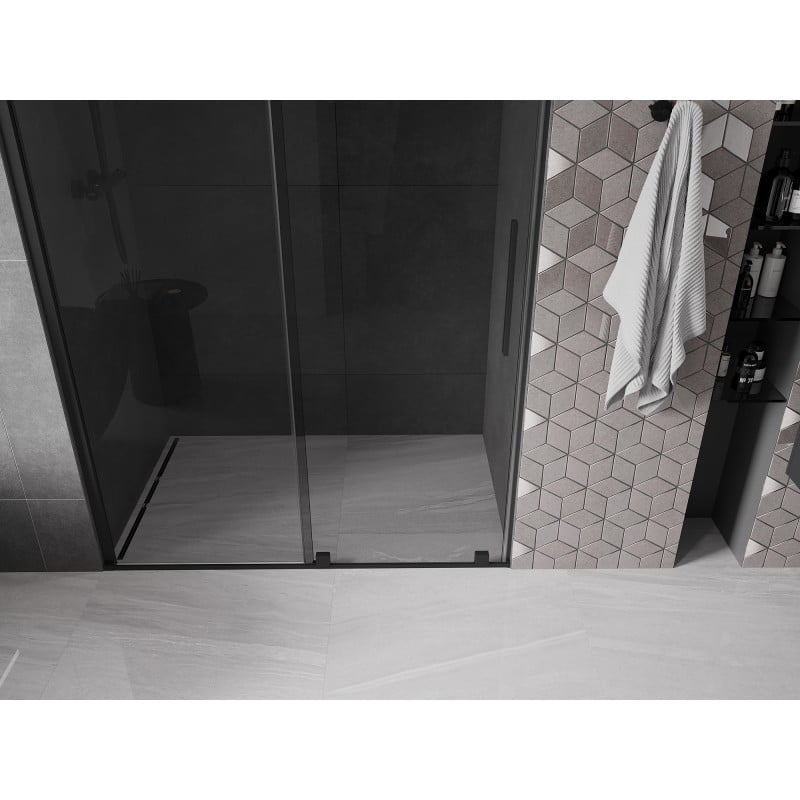 Mexen Velar Schiebetür-Duschwand 140 cm, Grafit, Schwarz - 871-140-000-41-70