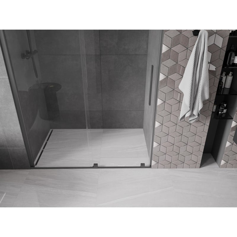 Mexen Velar Schiebetür-Duschwand 150 cm, transparent, Gunmetal - 871-150-000-01-95