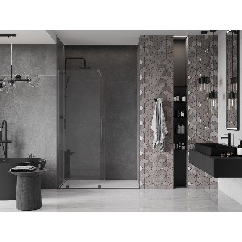 Mexen Velar Duschschiebetür 140 cm, transparent, Gun Metal - 871-140-000-01-95