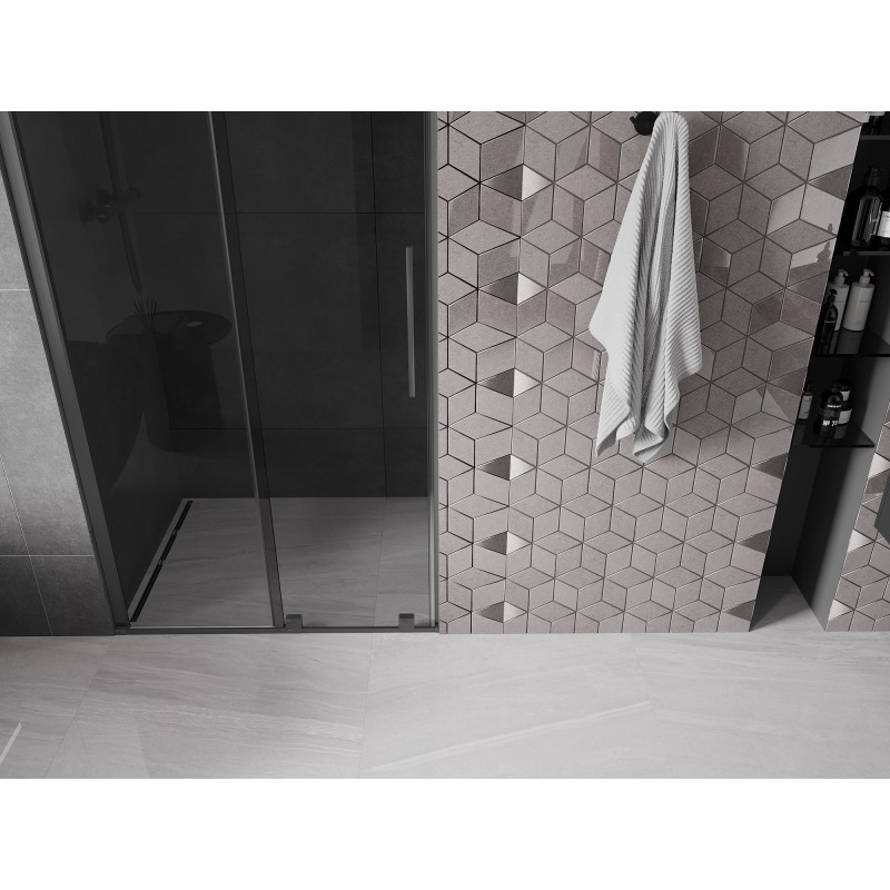 Mexen Velar Schiebetür Dusche 100 cm, Graphit, Gun Metal - 871-100-000-41-95