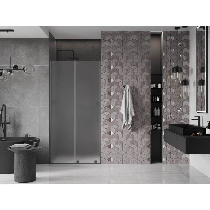 Mexen Velar Schiebetür-Duschwand 90 cm, matt, Gun Metal - 871-090-000-31-95