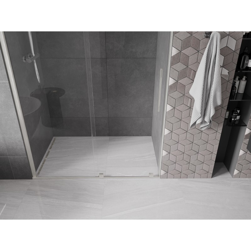 Mexen Velar Schiebetür Dusche 150 cm, transparent, gebürsteter Nickel - 871-150-000-01-97