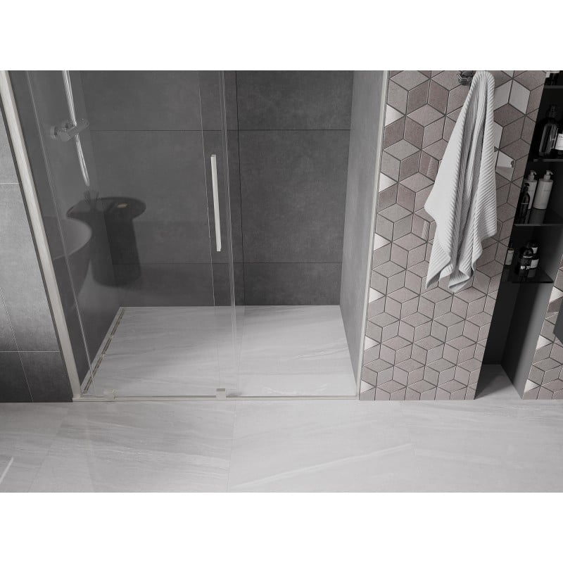 Mexen Velar Schiebetür Dusche 150 cm, transparent, gebürsteter Nickel - 871-150-000-01-97