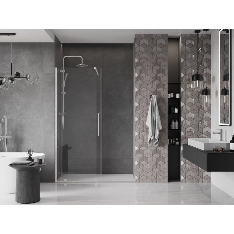Mexen Velar Schiebetüren für die Dusche 160 cm, transparent, gebürsteter Nickel - 871-160-000-01-97
