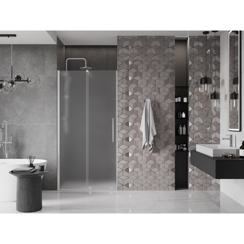 Mexen Velar Schiebetüren 90 cm, Mattglas, Gebürsteter Nickel - 871-090-000-31-97