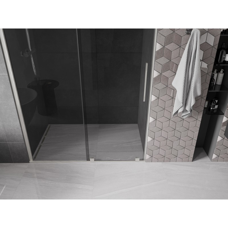 Mexen Velar Schiebetür für die Dusche 130 cm, Graphit, gebürsteter Nickel - 871-130-000-41-97
