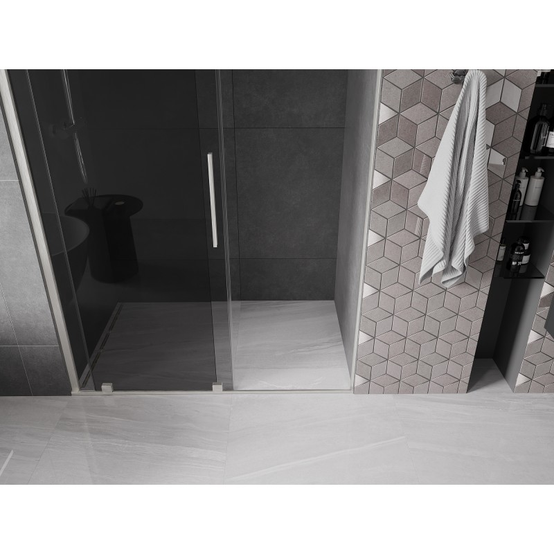Mexen Velar Schiebetür für die Dusche 130 cm, Graphit, gebürsteter Nickel - 871-130-000-41-97