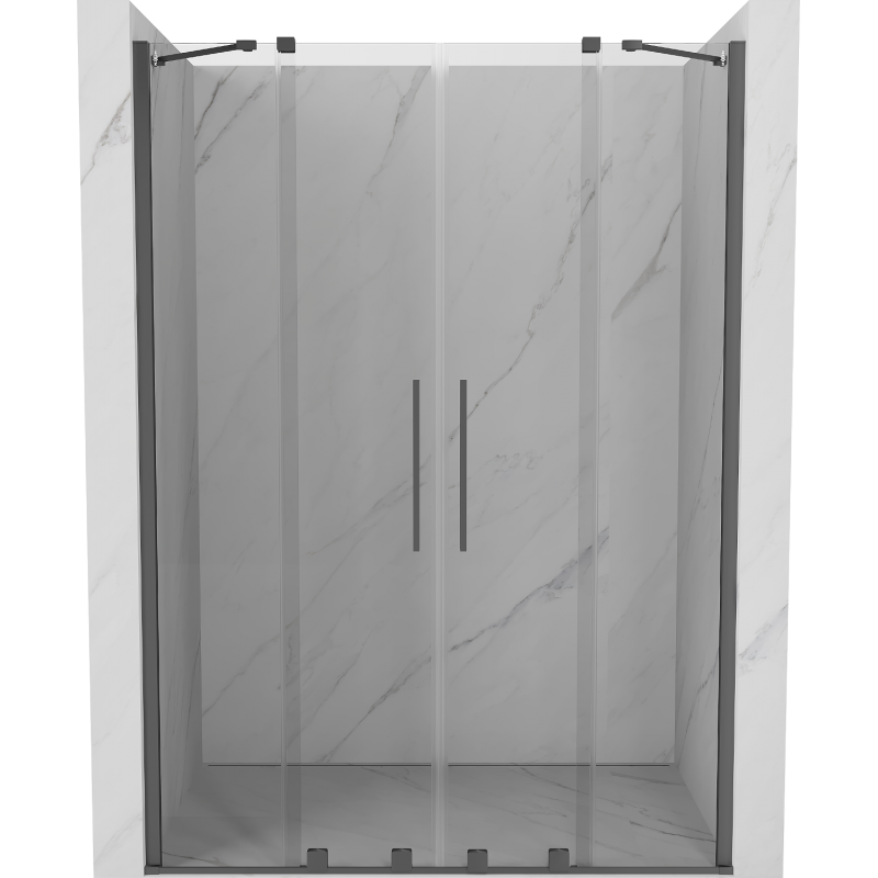 Mexen Velar Duo Schiebetür Dusche 140 cm, transparent, Gun Metal - 871-140-000-02-95