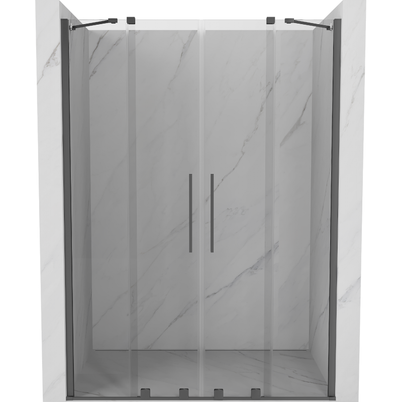 Mexen Velar Duo Schiebetüren Duschtür 160 cm, transparent, Gun Metal - 871-160-000-02-95