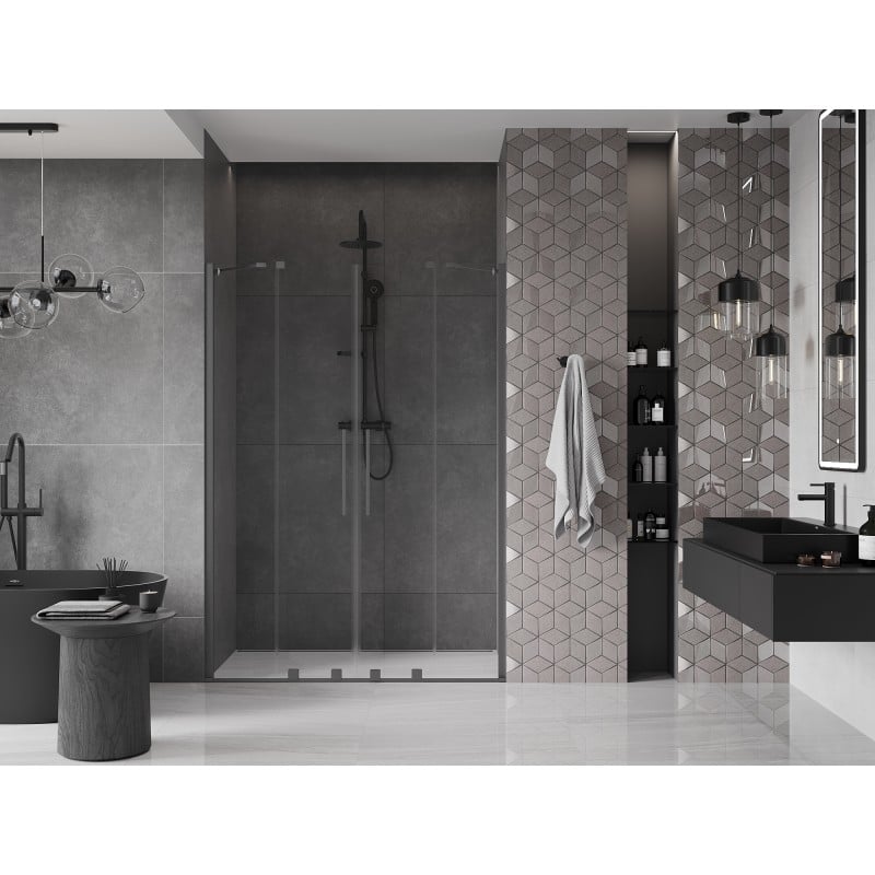Mexen Velar Duo Schiebetüren 150 cm, transparent, Gun Metal - 871-150-000-02-95
