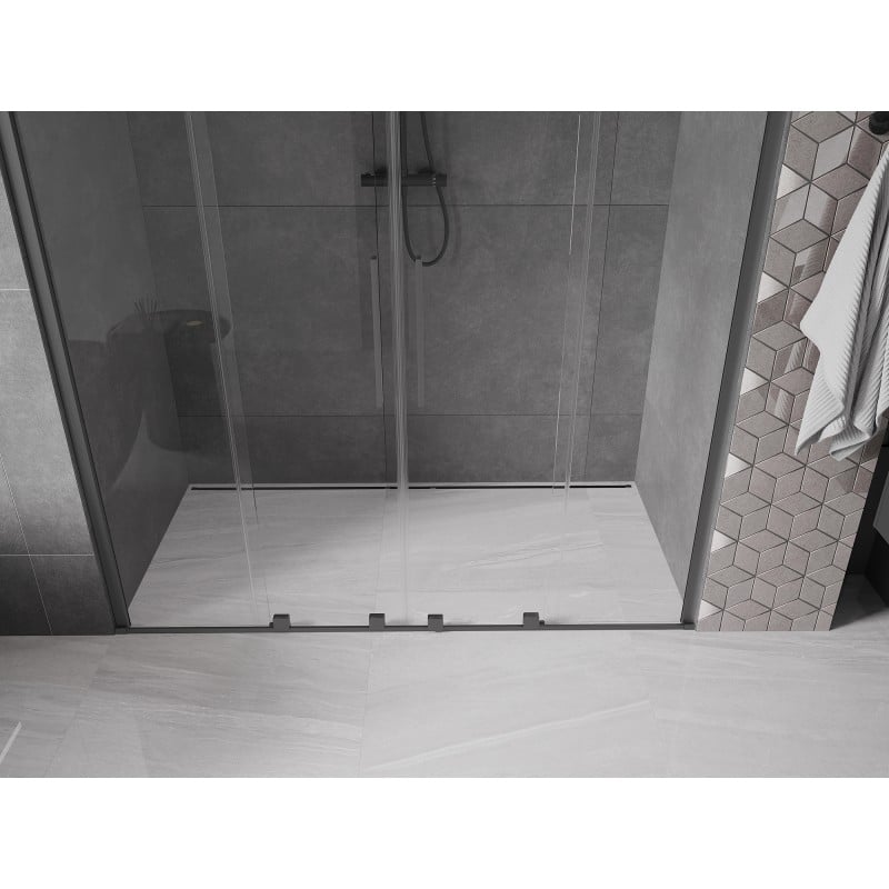 Mexen Velar Duo Schiebetür für Dusche 170 cm, transparent, Gun Metal - 871-170-000-02-95