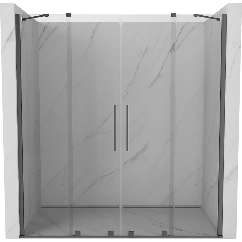Mexen Velar Duo Schiebetür für Dusche 170 cm, transparent, Gun Metal - 871-170-000-02-95